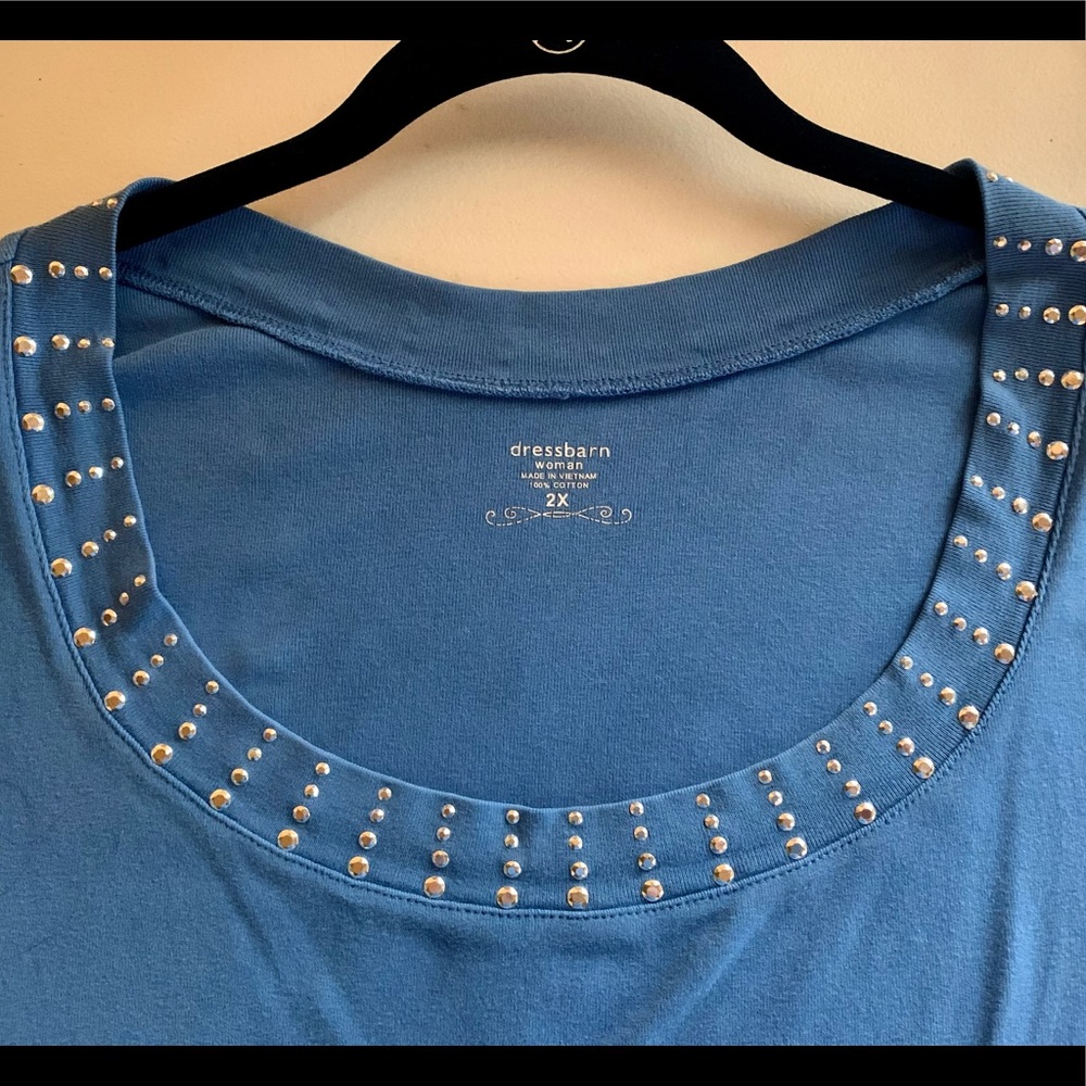 2/$8 Blue top with decorative neckline 2X plus